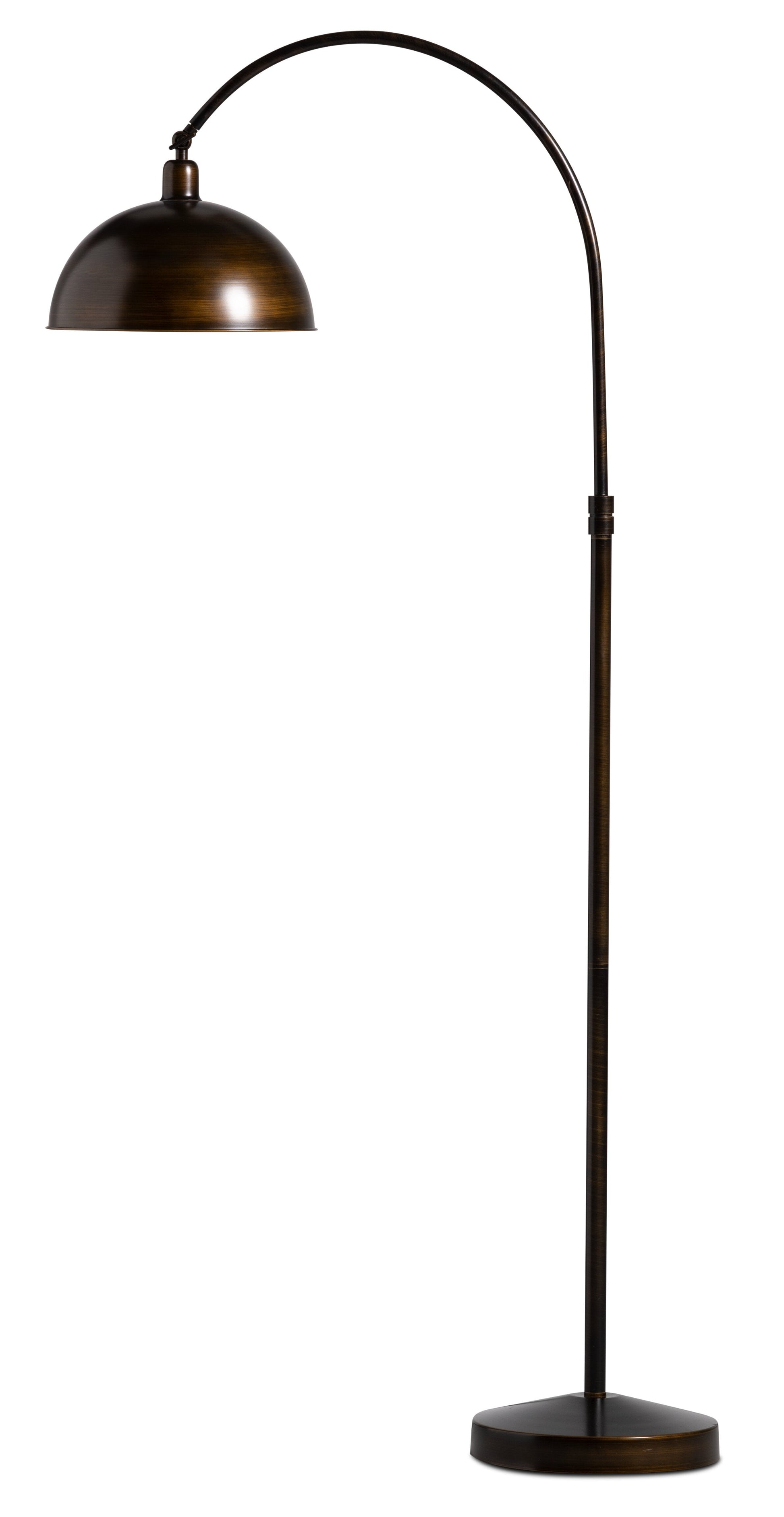 62.75" Bean Bronze Metal Floor Lamp with Adjustable Lamp Head|Lampe à pied de 62,75 po en métal bronze haricot avec tête de lampe réglable