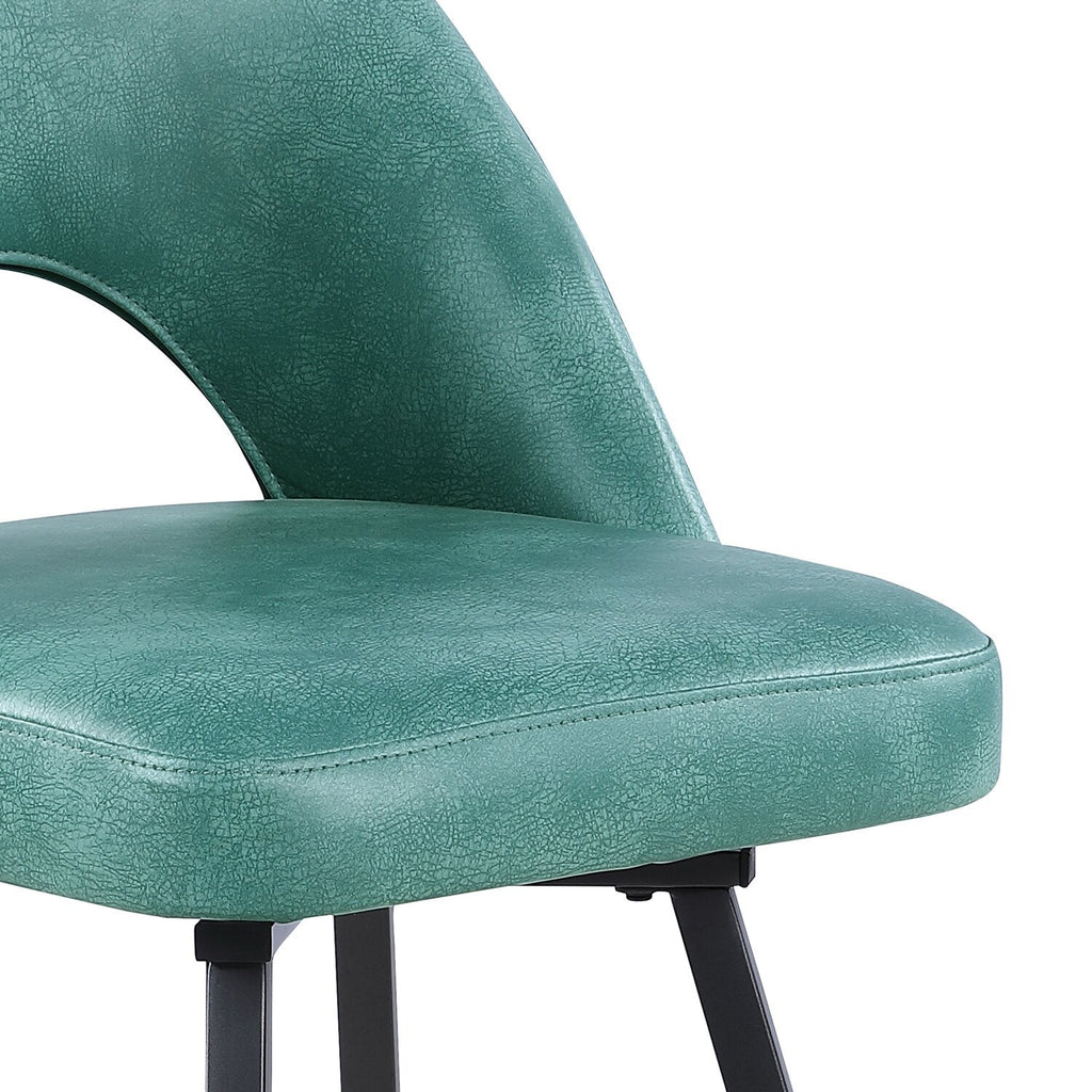 Kort & Co. Bay Counter-Height Stool with Swivel Seat, Vegan Leather Fabric, Metal - Aqua | Tabouret Bay de Kort & Co. de hauteur comptoir en tissu de cuir végétalien et en métal avec siège pivotant - turquoise