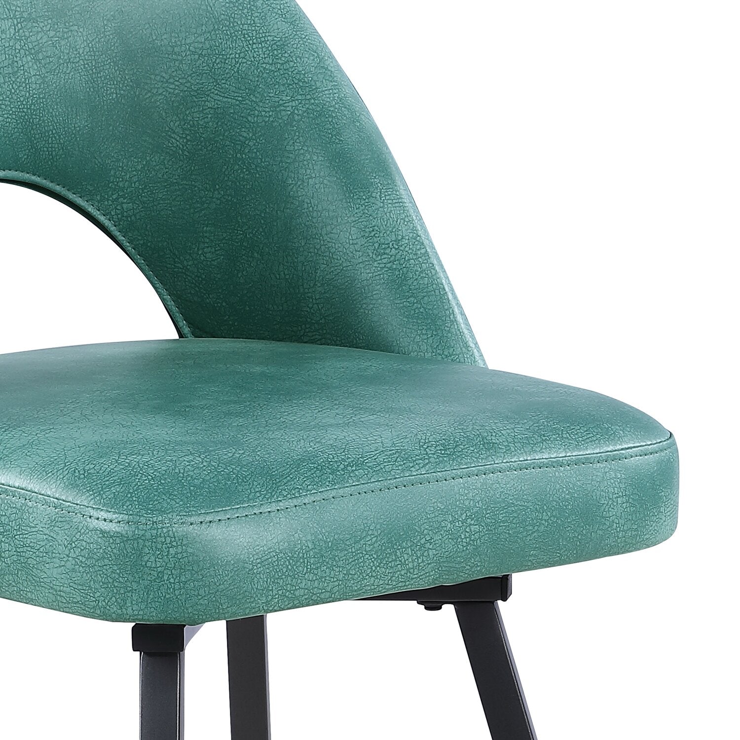 Kort & Co. Bay Counter-Height Stool with Swivel Seat, Vegan Leather Fabric, Metal - Aqua | Tabouret Bay de Kort & Co. de hauteur comptoir en tissu de cuir végétalien et en métal avec siège pivotant - turquoise