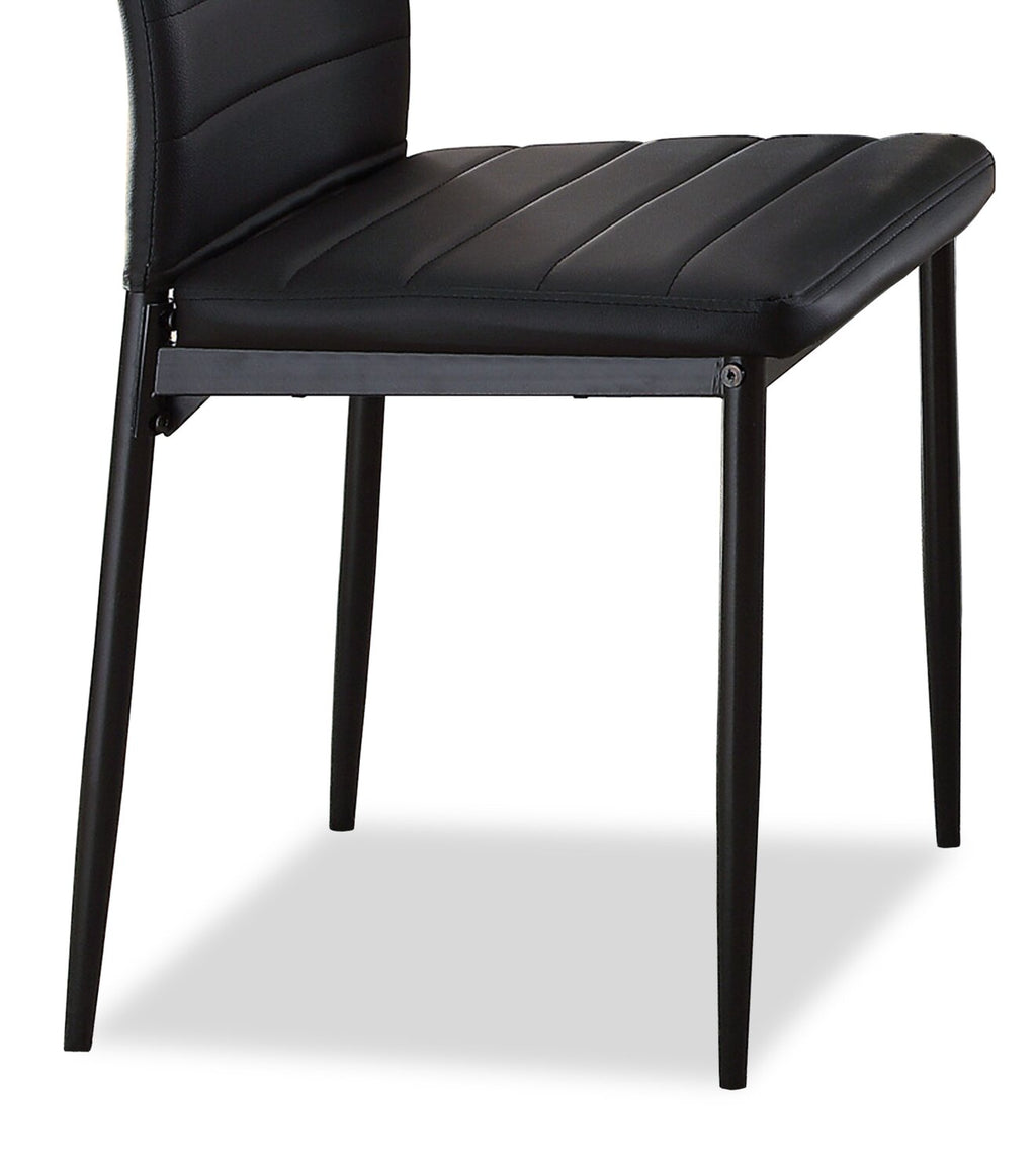 Onyx Dining Chair with Vegan-Leather Fabric, Metal - Black | Chaise de salle à manger Onyx en tissu de cuir végétalien et en métal - noire