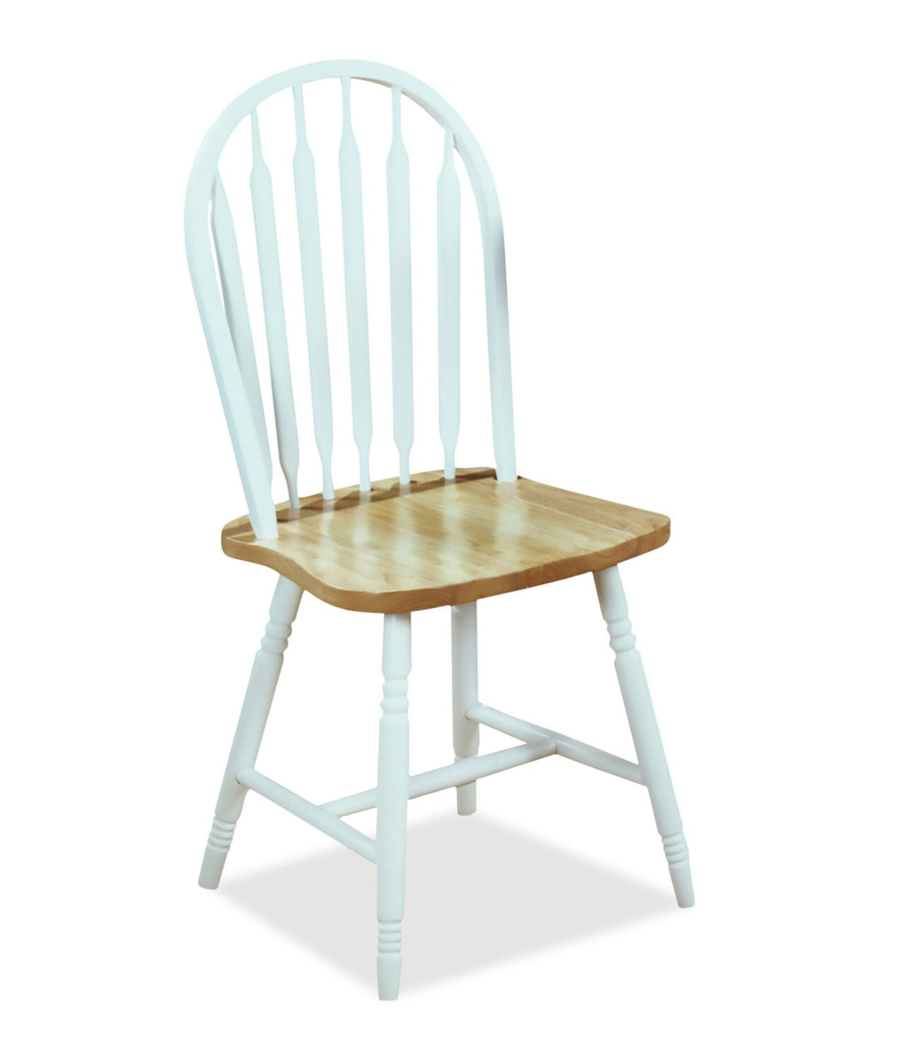 Hana Dining Chair, Wood, Slat-Back - Two Tone White & Natural | Chaise de salle à manger Hana en bois avec dossier à lattes - deux teintes, blanc et naturel