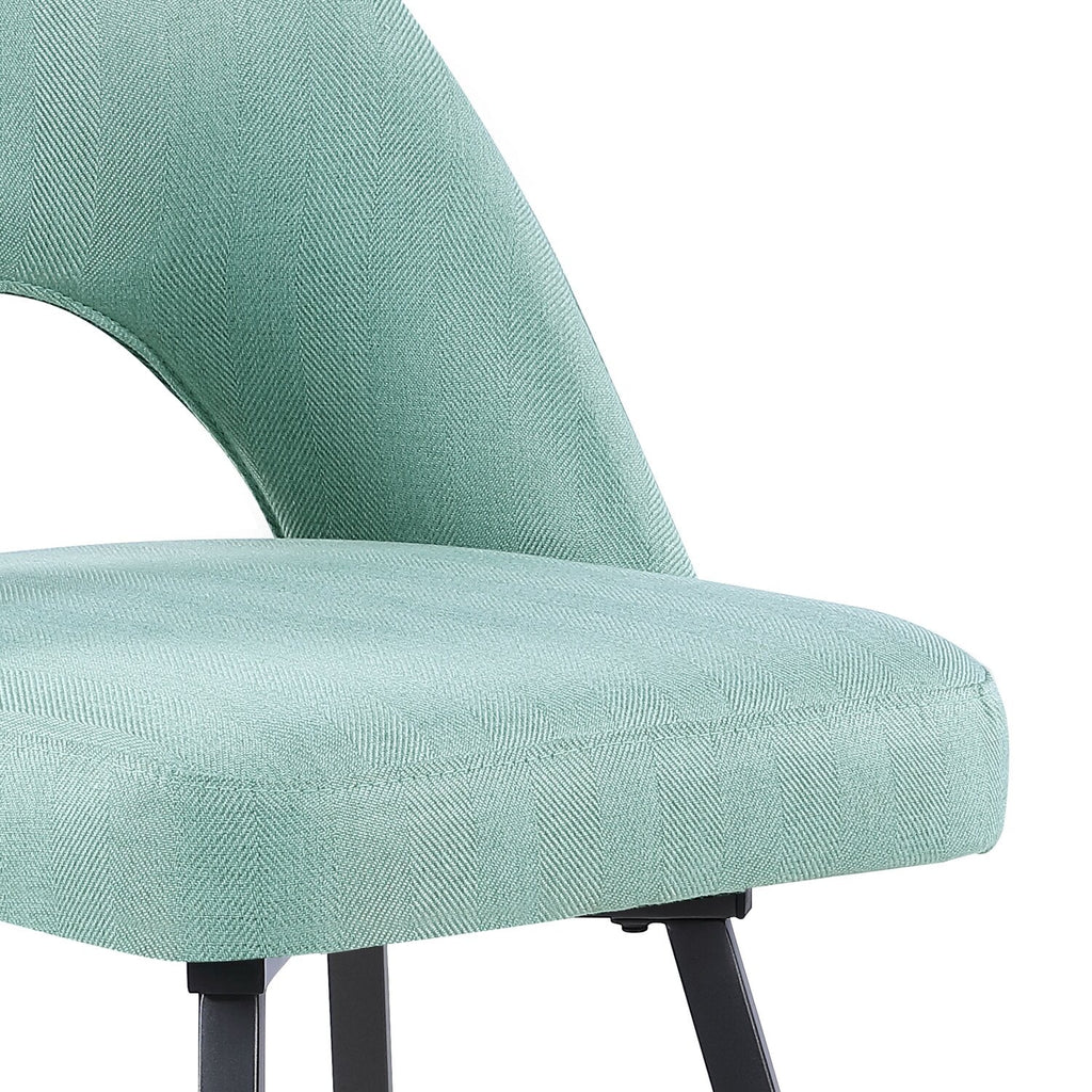 Elijah Dining Chair with Linen-Look Fabric, Metal - Aqua | Chaise de salle à manger Elijah en tissu d’apparence lin et en métal - turquoise