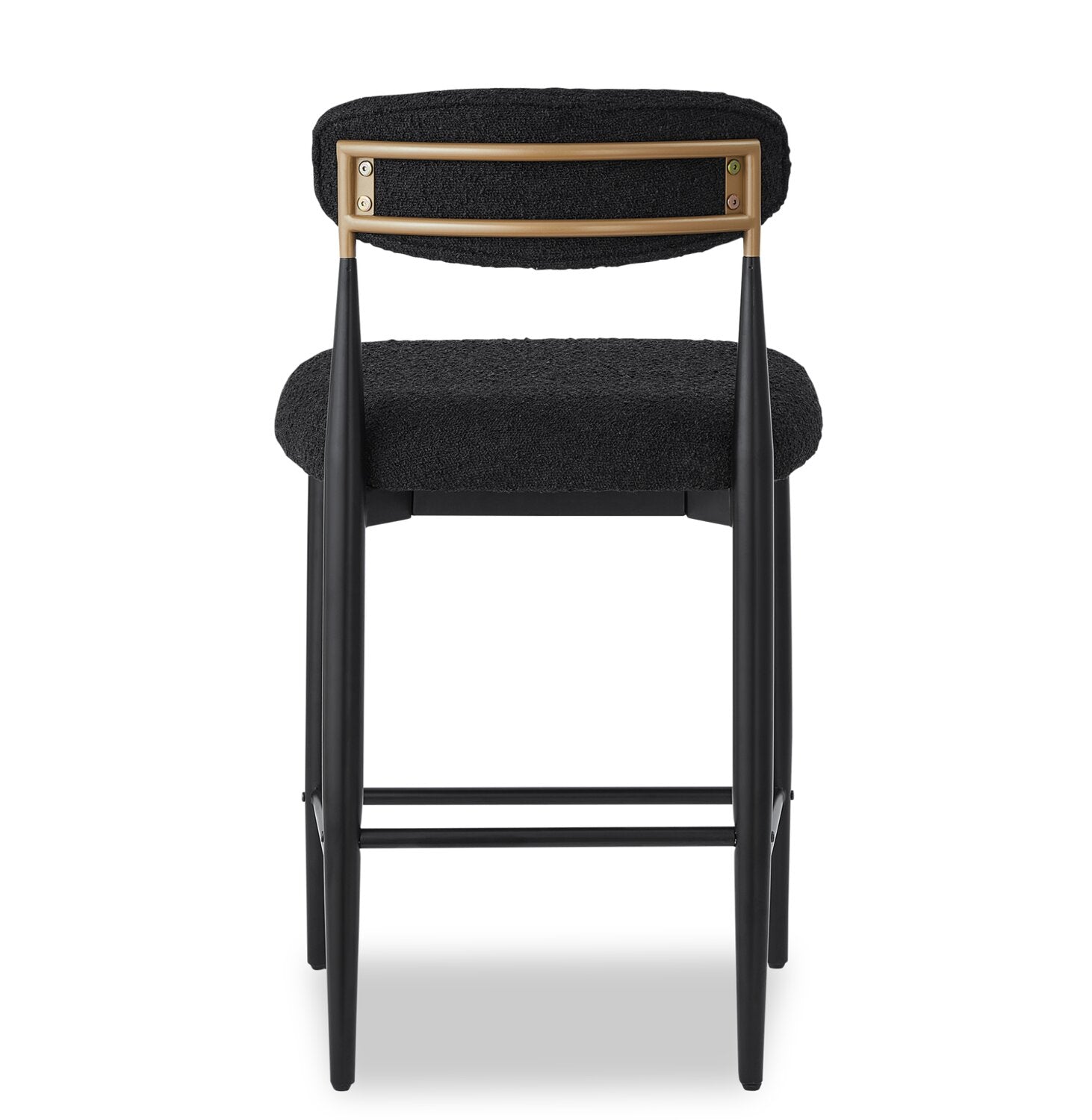 Kort & Co. Capri Counter-Height Stool with Boucle Fabric & Gold Accent, Metal - Black | Tabouret Capri de Kort & Co. de hauteur comptoir en métal avec tissu bouclé et touches dorées - noir