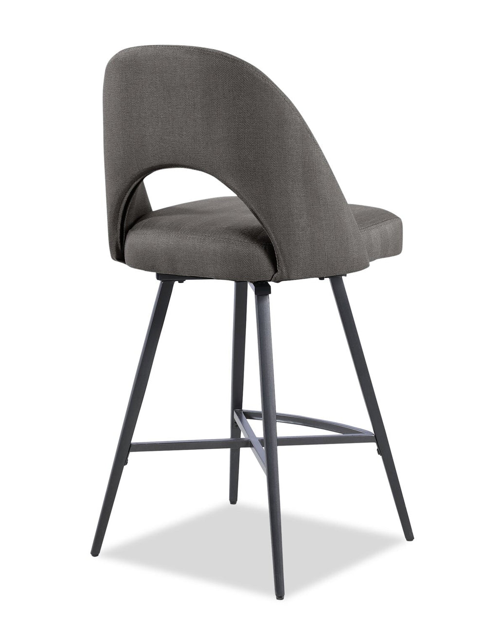 Elijah Counter-Height Stool with Swivel Seat, Linen-Look Fabric, Metal - Grey | Tabouret Elijah de hauteur comptoir en tissu d’apparence lin et en métal avec siège pivotant - gris