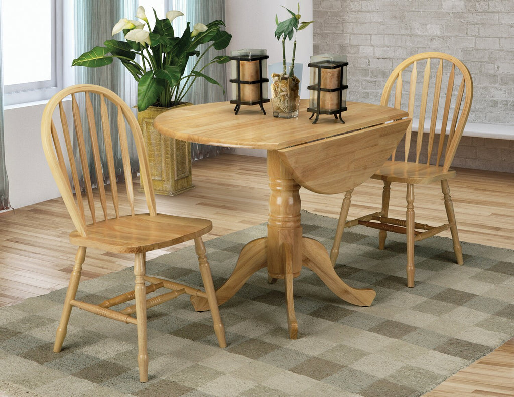 Andi Drop-Leaf Dining Table, Wood, Pedestal Base, 40"W - Natural | Table de salle à manger Andi de 40 po (L) à abattant, en bois et avec base piédestal - naturelle