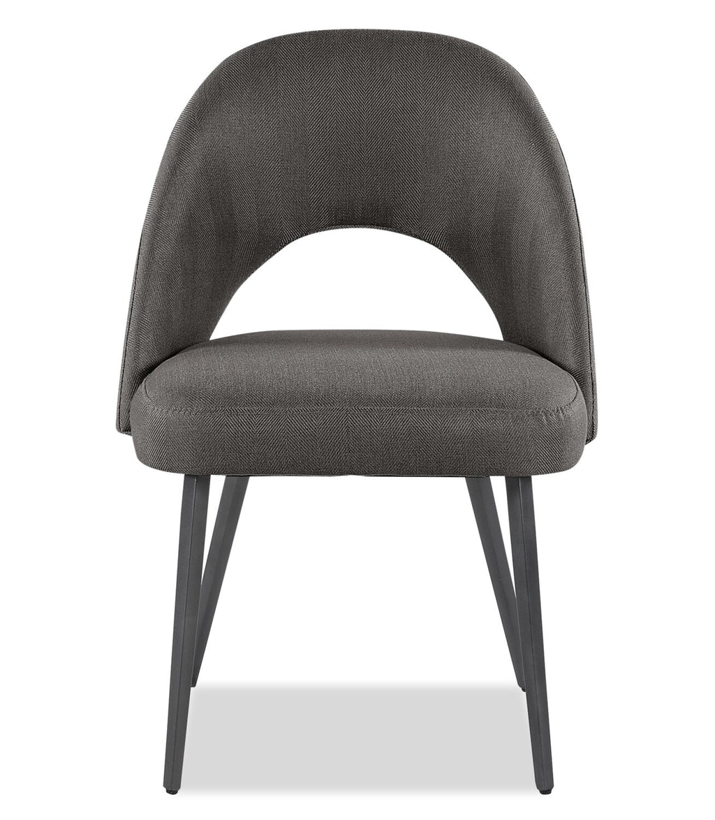 Elijah Dining Chair with Linen-Look Fabric, Metal - Grey | Chaise de salle à manger Elijah en tissu d’apparence lin et en métal - grise