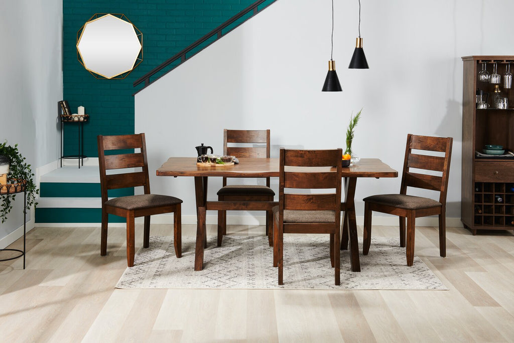 Plum Dining Chair with Polyester Fabric, Wood, Ladder-Back - Nutmeg Brown | Chaise de salle à manger Plum en tissu de polyester et en bois avec dossier en échelle - brun muscade