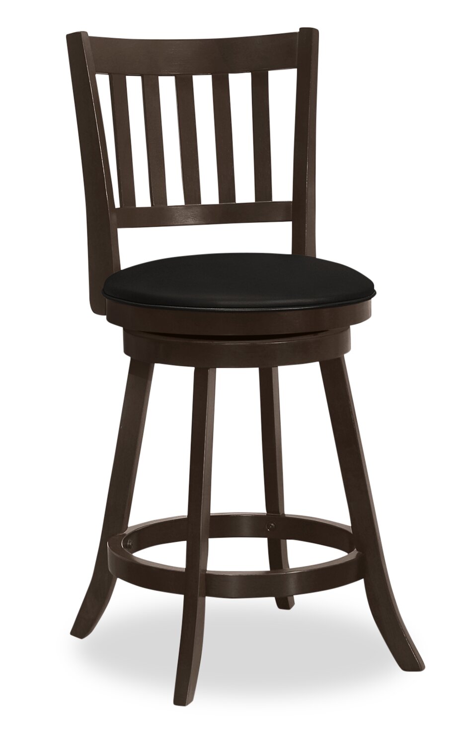 Rory Counter-Height Stool with Swivel Seat, Vegan Leather Fabric - Brown | Tabouret Rory de hauteur comptoir en tissu de cuir végétalien avec siège pivotant - brun