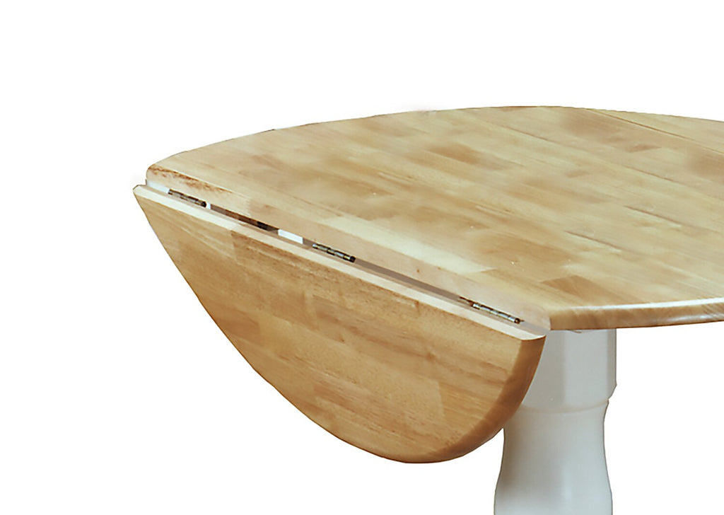 Andi Drop-Leaf Dining Table, Wood, Pedestal Base, 40"W - Two-Tone White & Natural | Table de salle à manger Andi de 40 po (L) à abattant, en bois et avec base piédestal - deux teintes, blanc et naturel