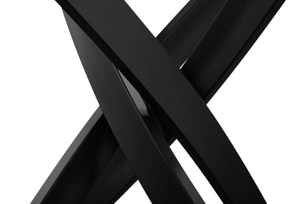 Zoe Dining Table with Glass Top, Metal Geometric Base, 47"W Round - Black | Table de salle à manger ronde Zoe de 47 po (L) avec dessus en verre et base géométrique en métal - noire