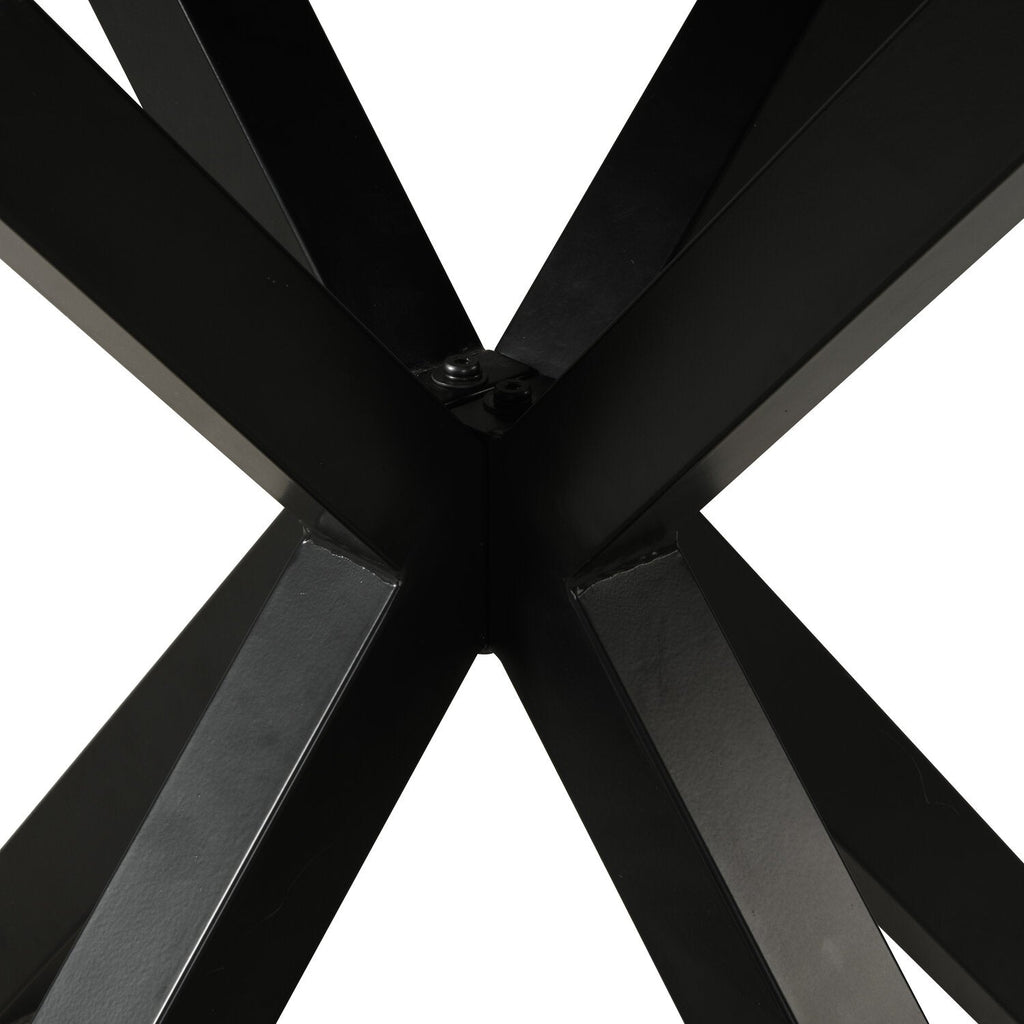 Verona Dining Table with Culture Marbled Top, Metal, Geometric Base, 42"W Round - White | Table de salle à manger ronde Verona de 42 po (L) en métal avec dessus en marbre synthétique et base géométrique - blanche