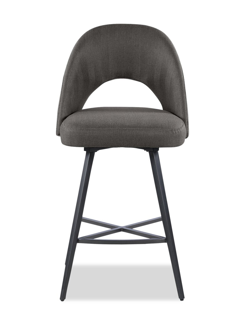 Elijah Counter-Height Stool with Swivel Seat, Linen-Look Fabric, Metal - Grey | Tabouret Elijah de hauteur comptoir en tissu d’apparence lin et en métal avec siège pivotant - gris