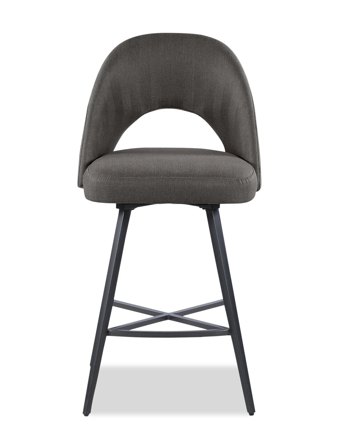 Elijah Counter-Height Stool with Swivel Seat, Linen-Look Fabric, Metal - Grey | Tabouret Elijah de hauteur comptoir en tissu d’apparence lin et en métal avec siège pivotant - gris