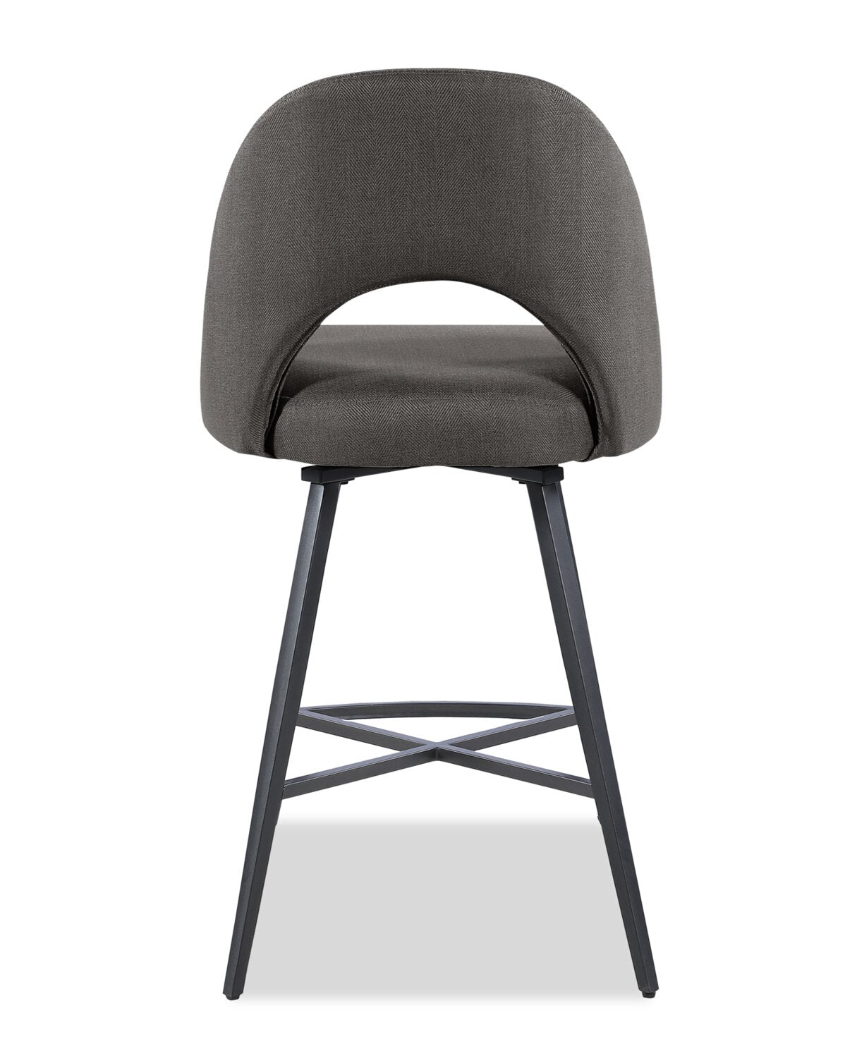 Elijah Counter-Height Stool with Swivel Seat, Linen-Look Fabric, Metal - Grey | Tabouret Elijah de hauteur comptoir en tissu d’apparence lin et en métal avec siège pivotant - gris