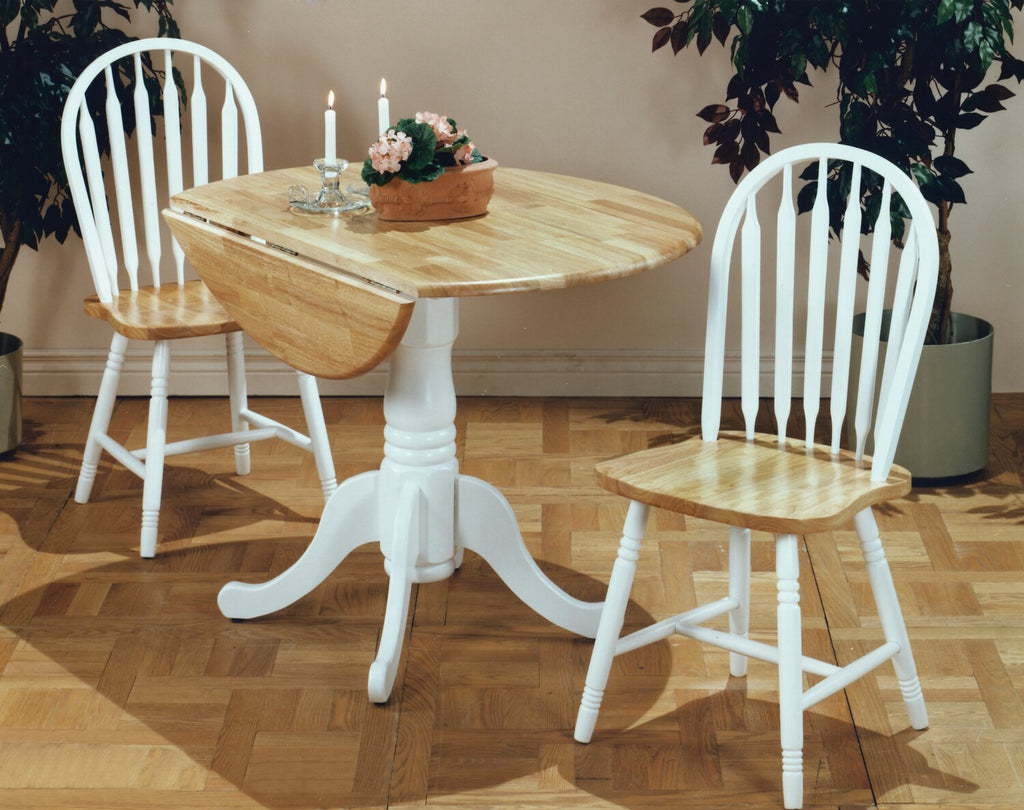 Andi Drop-Leaf Dining Table, Wood, Pedestal Base, 40"W - Two-Tone White & Natural | Table de salle à manger Andi de 40 po (L) à abattant, en bois et avec base piédestal - deux teintes, blanc et naturel