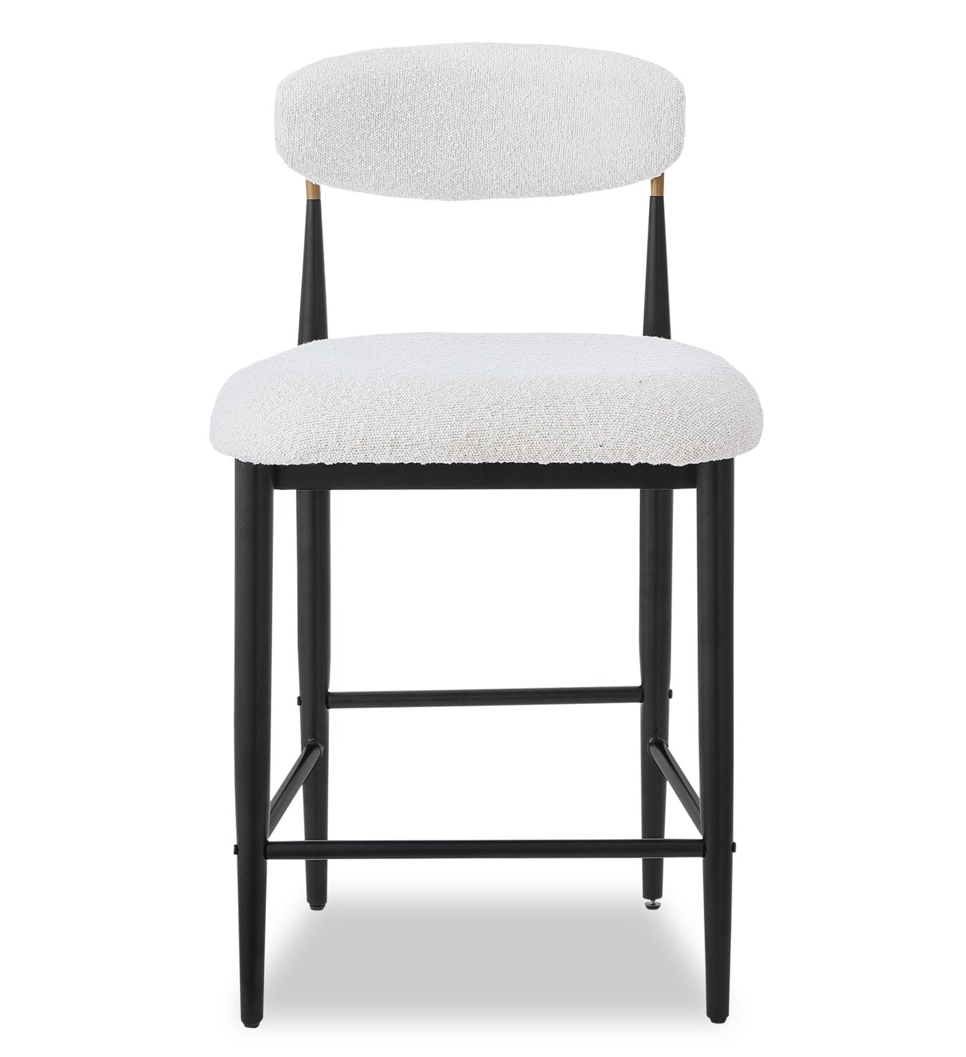 Kort & Co. Capri Counter-Height Stool with Boucle Fabric & Gold Accent, Metal - White | Tabouret Capri de Kort & Co. de hauteur comptoir en métal avec tissu bouclé et touches dorées - blanc