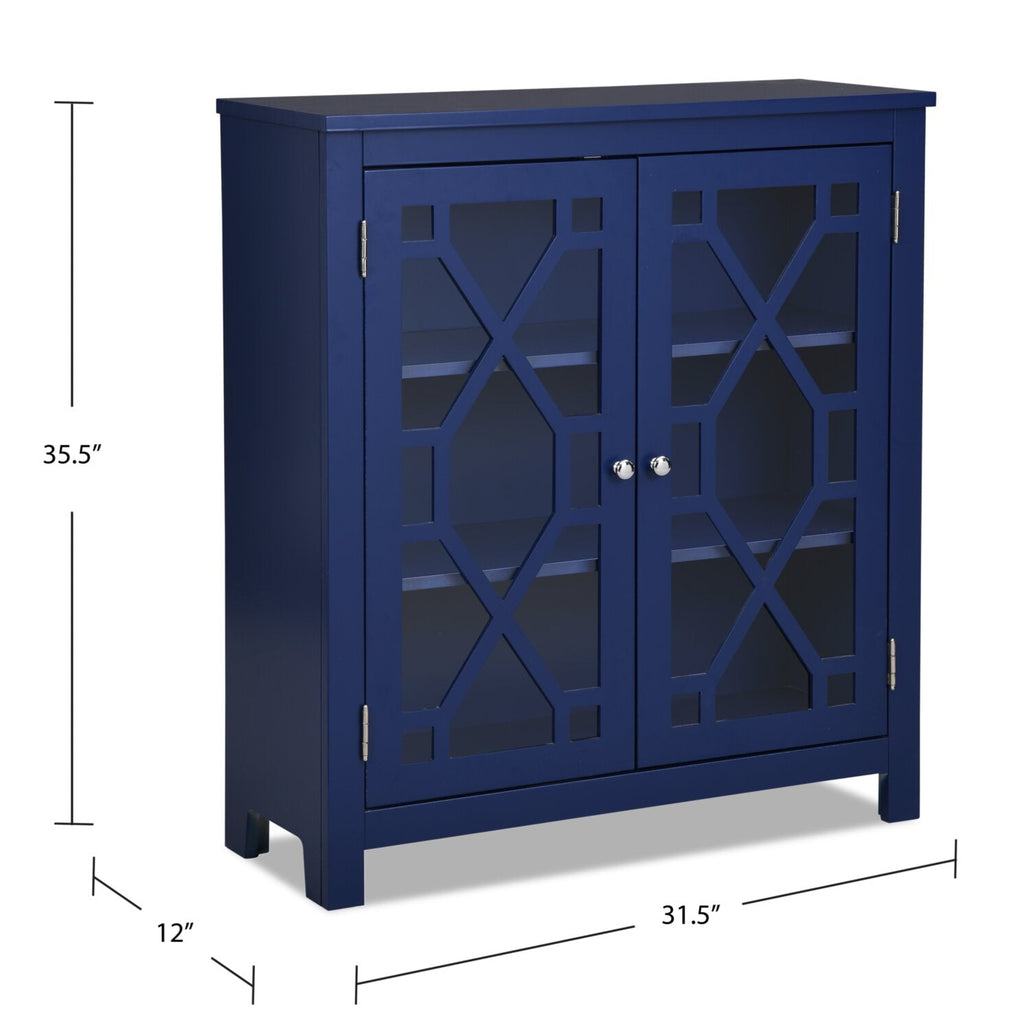 Clary 31.5" Accent Cabinet with Glass Doors - Navy|Armoire décorative Clary de 31,5 po avec portes en verre - bleu marine