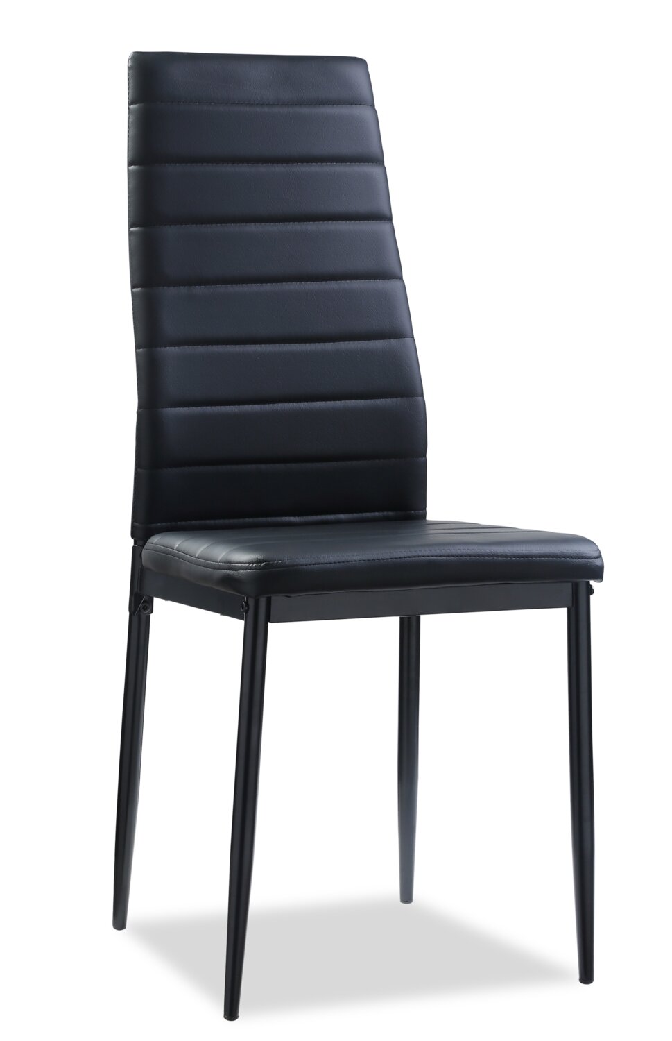 Onyx Dining Chair with Vegan-Leather Fabric, Metal - Black | Chaise de salle à manger Onyx en tissu de cuir végétalien et en métal - noire