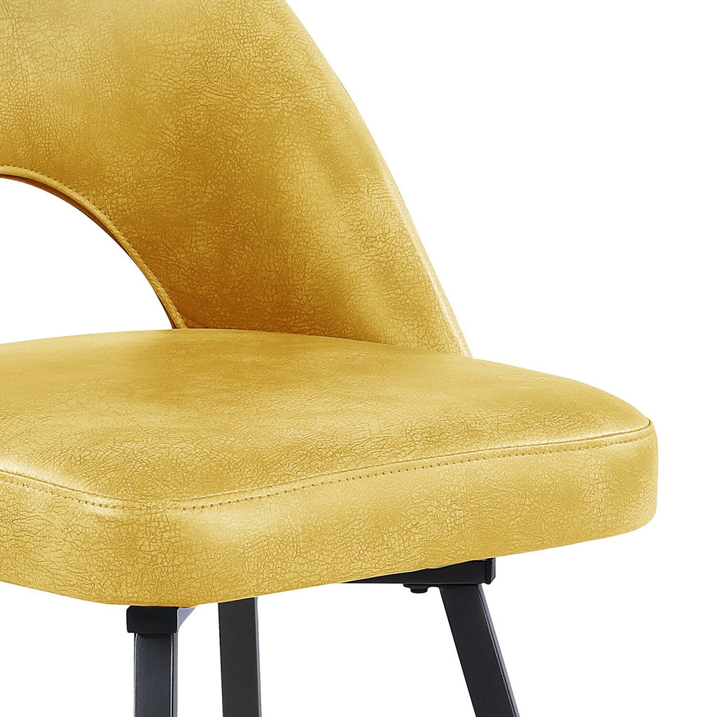 Kort & Co. Bay Counter-Height Stool with Swivel Seat, Vegan Leather Fabric, Metal - Mustard | Tabouret Bay de Kort & Co. de hauteur comptoir en tissu de cuir végétalien et en métal avec siège pivotant - moutarde