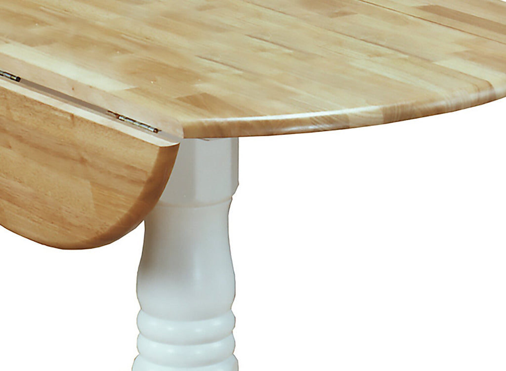 Andi Drop-Leaf Dining Table, Wood, Pedestal Base, 40"W - Two-Tone White & Natural | Table de salle à manger Andi de 40 po (L) à abattant, en bois et avec base piédestal - deux teintes, blanc et naturel