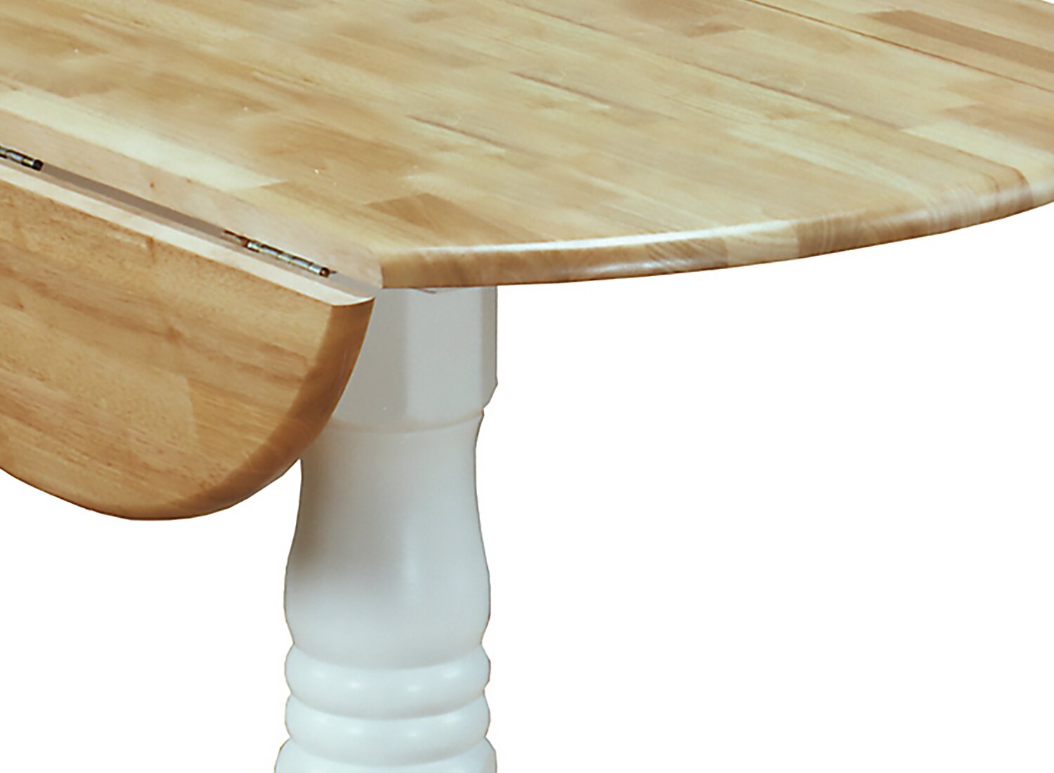 Andi Drop-Leaf Dining Table, Wood, Pedestal Base, 40"W - Two-Tone White & Natural | Table de salle à manger Andi de 40 po (L) à abattant, en bois et avec base piédestal - deux teintes, blanc et naturel