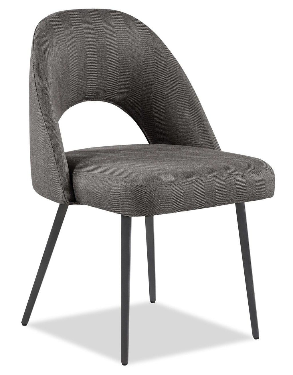 Elijah Dining Chair with Linen-Look Fabric, Metal - Grey | Chaise de salle à manger Elijah en tissu d’apparence lin et en métal - grise