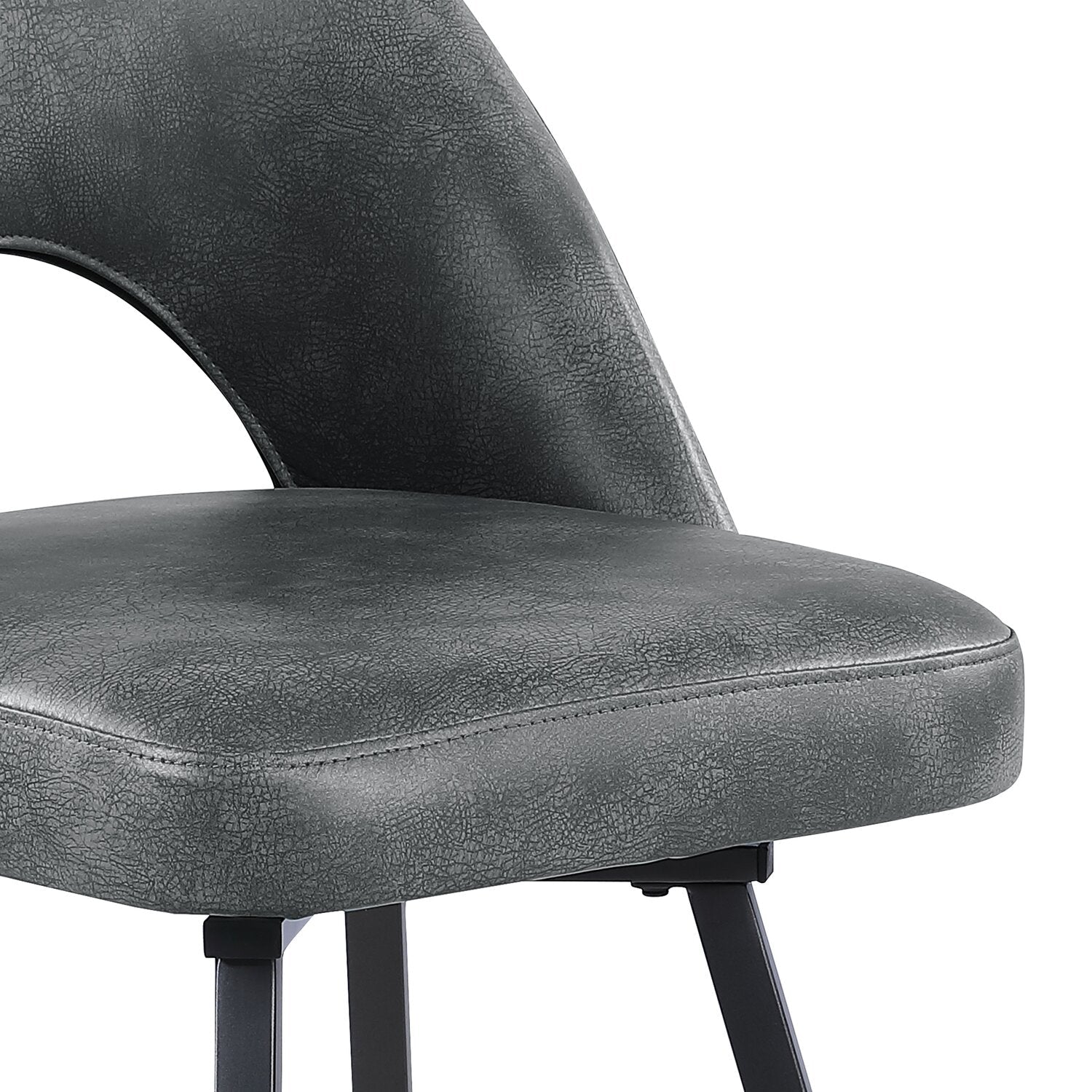 Kort & Co. Bay Counter-Height Stool with Swivel Seat, Vegan Leather Fabric, Metal - Charcoal | Tabouret Bay de Kort & Co. de hauteur comptoir en tissu de cuir végétalien et en métal avec siège pivotant - anthracite