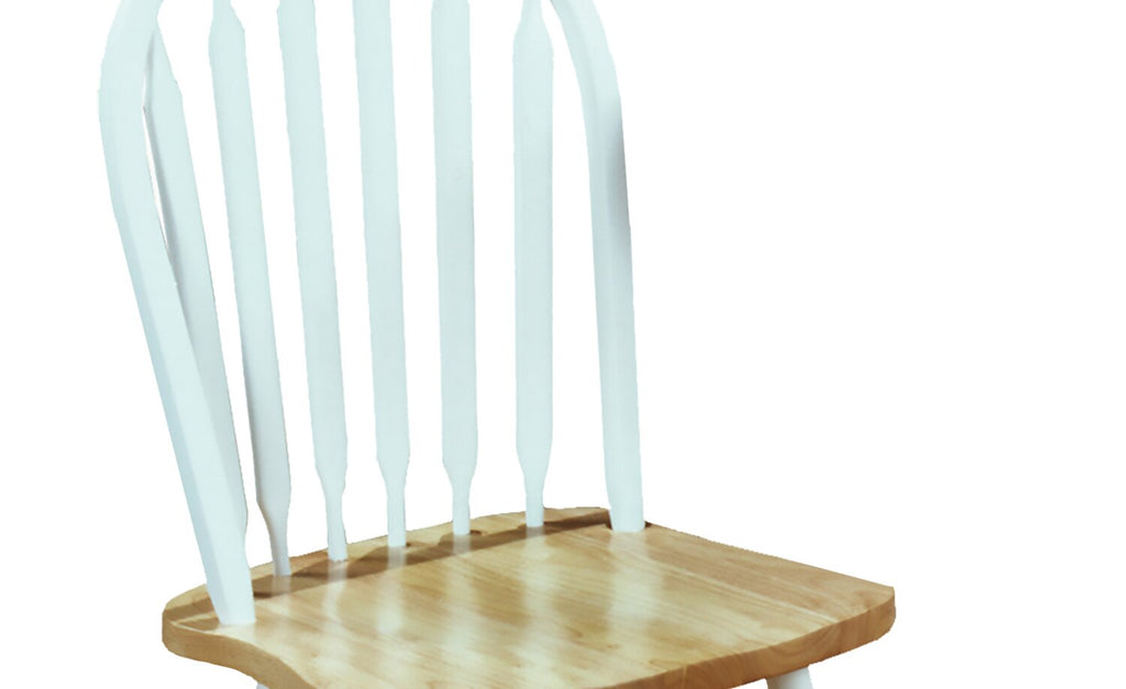 Hana Dining Chair, Wood, Slat-Back - Two Tone White & Natural | Chaise de salle à manger Hana en bois avec dossier à lattes - deux teintes, blanc et naturel