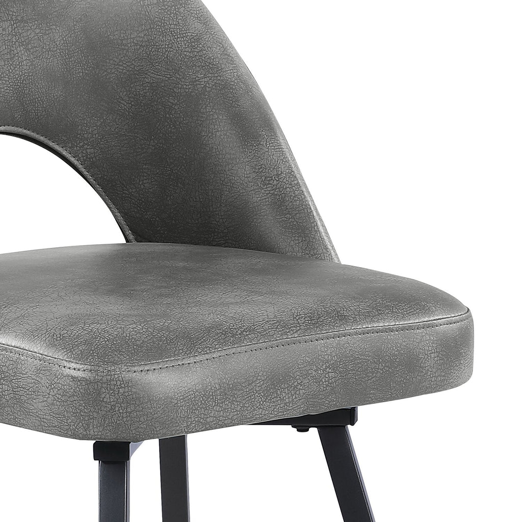 Kort & Co. Bay Counter-Height Stool with Swivel Seat, Vegan Leather Fabric, Metal - Grey | Tabouret Bay de Kort & Co. de hauteur comptoir en tissu de cuir végétalien et en métal avec siège pivotant - gris