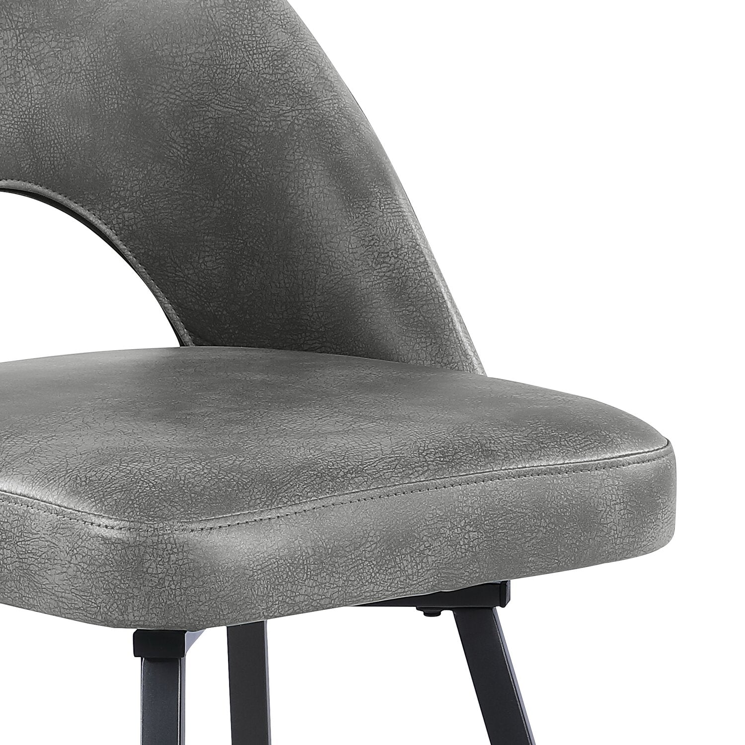 Kort & Co. Bay Counter-Height Stool with Swivel Seat, Vegan Leather Fabric, Metal - Grey | Tabouret Bay de Kort & Co. de hauteur comptoir en tissu de cuir végétalien et en métal avec siège pivotant - gris