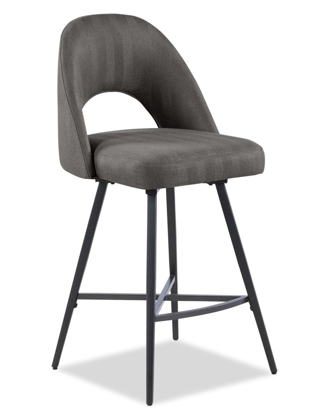 Elijah Counter-Height Stool with Swivel Seat, Linen-Look Fabric, Metal - Grey | Tabouret Elijah de hauteur comptoir en tissu d’apparence lin et en métal avec siège pivotant - gris