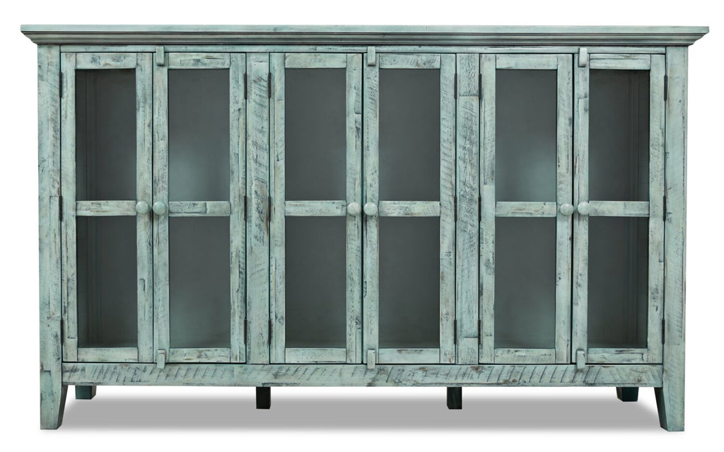 Rocco 70" 6-Door Large Accent Cabinet - Vintage Blue|Grande armoire décorative Rocco de 70 po avec 6 portes - bleu antique