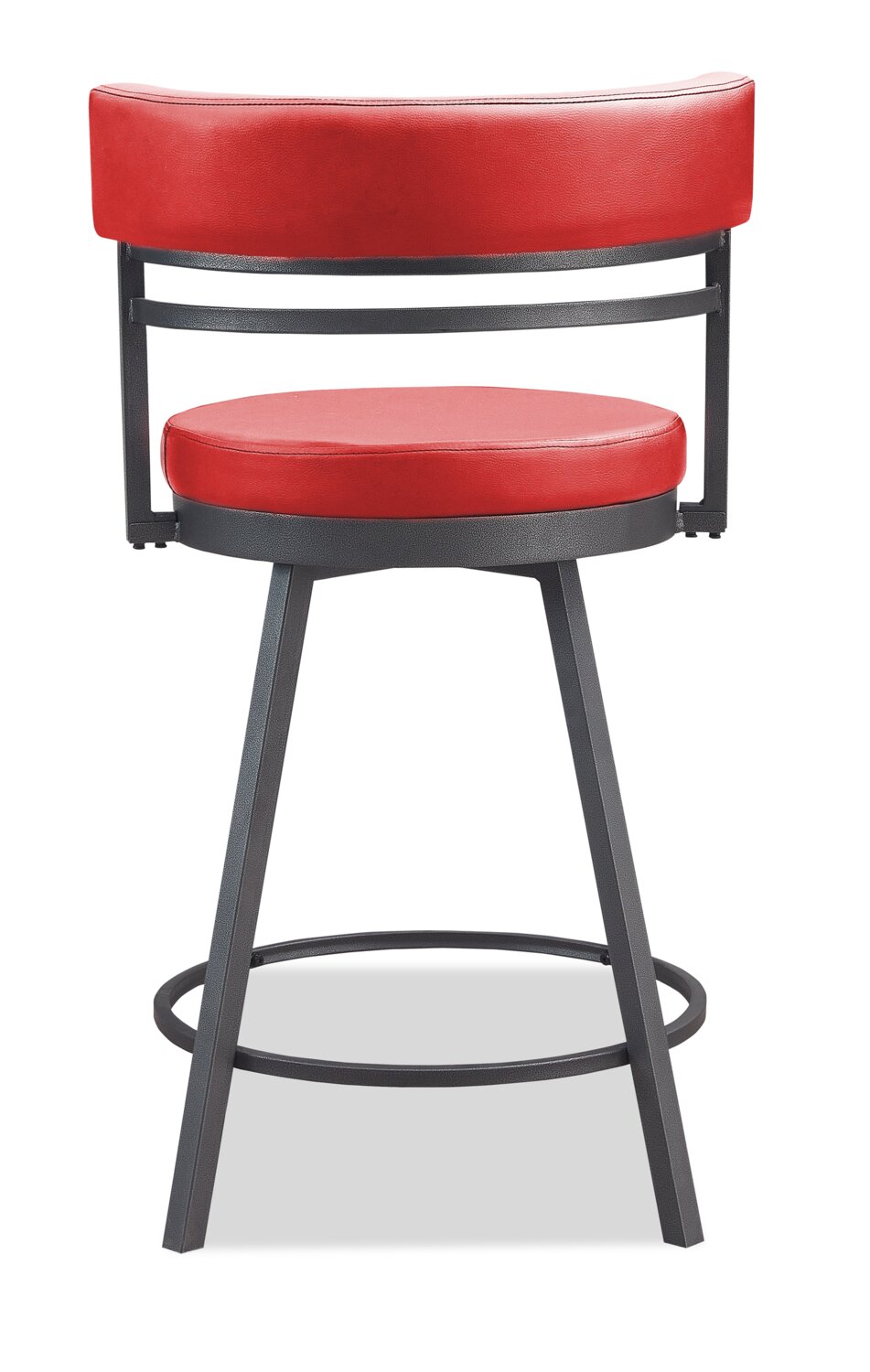 Mila Counter Stool with Swivel Seat, Vegan Leather Fabric, Metal - Red | Tabouret bar Mila en tissu de cuir végétalien et en métal avec siège pivotant - rouge