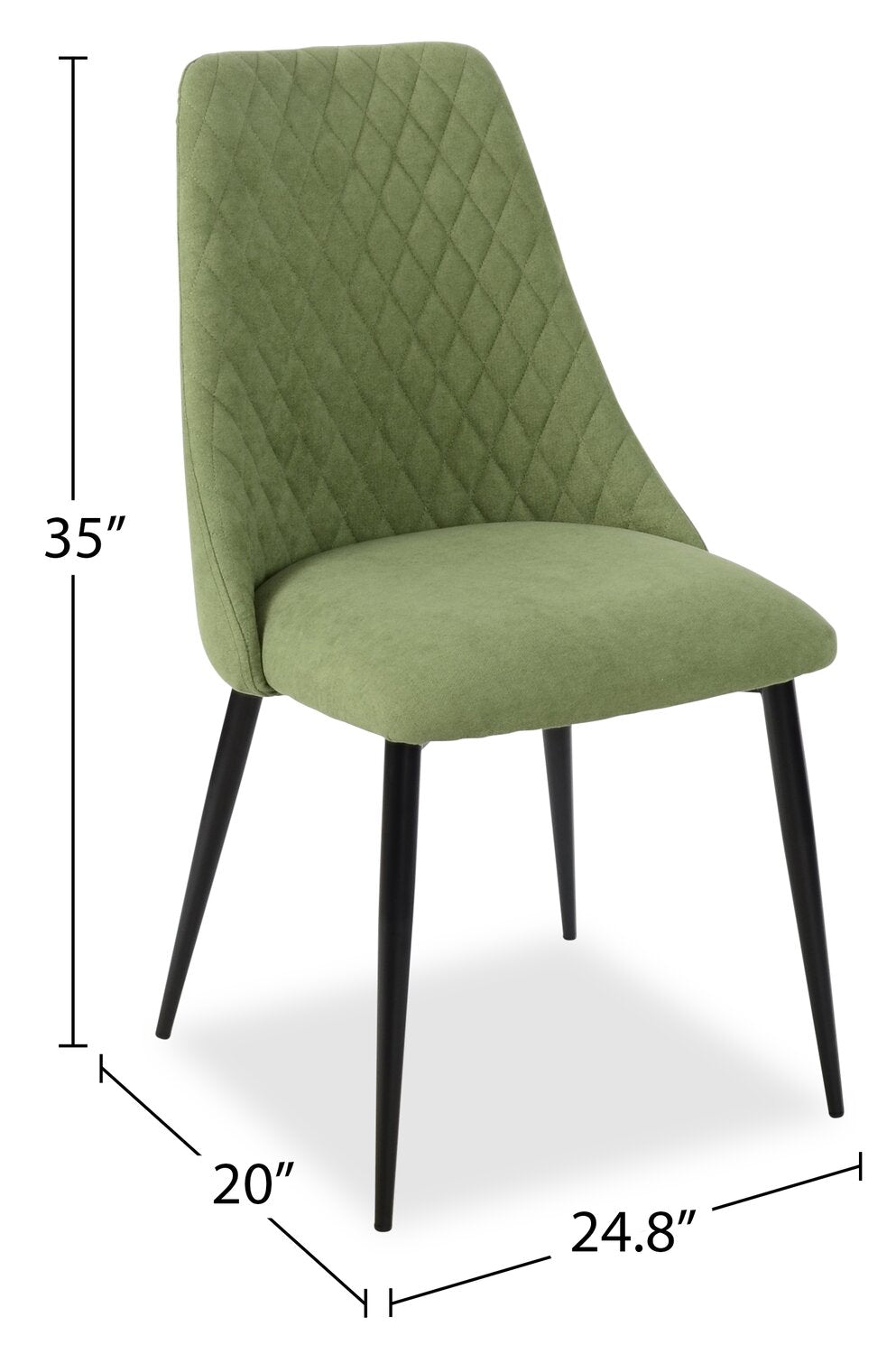 Miya Dining Chair with Polyester Fabric, Metal - Moss Green | Chaise de salle à manger Miya en tissu de polyester et en métal - vert mousse