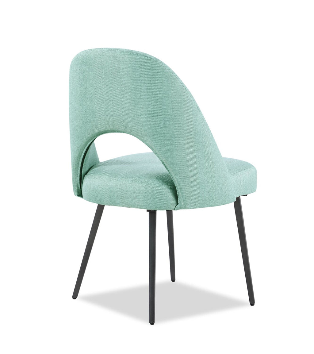 Elijah Dining Chair with Linen-Look Fabric, Metal - Aqua | Chaise de salle à manger Elijah en tissu d’apparence lin et en métal - turquoise