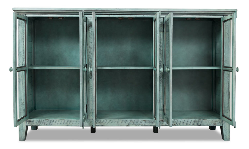 Rocco 70" 6-Door Large Accent Cabinet - Vintage Blue|Grande armoire décorative Rocco de 70 po avec 6 portes - bleu antique