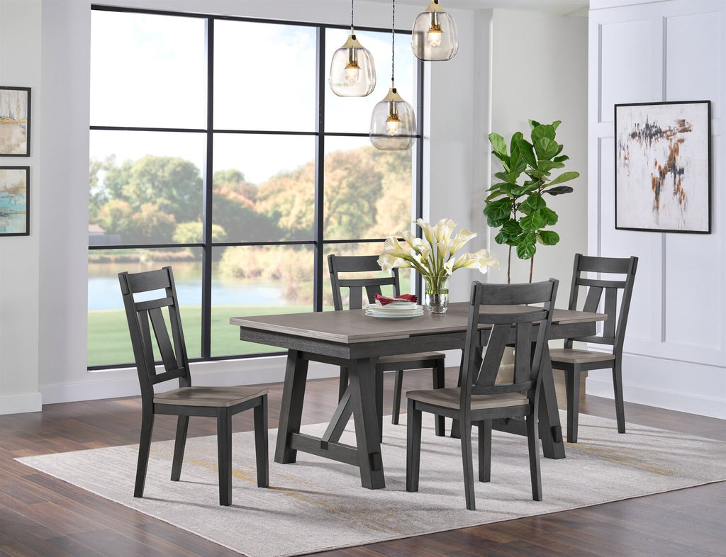 Zao Dining Table with 66-94"W Extension, Melamine, Trestle Base - Brown | Table de salle à manger Zao de 66 po à 94 po (L) en mélamine avec rallonge avec base à tréteaux - brune