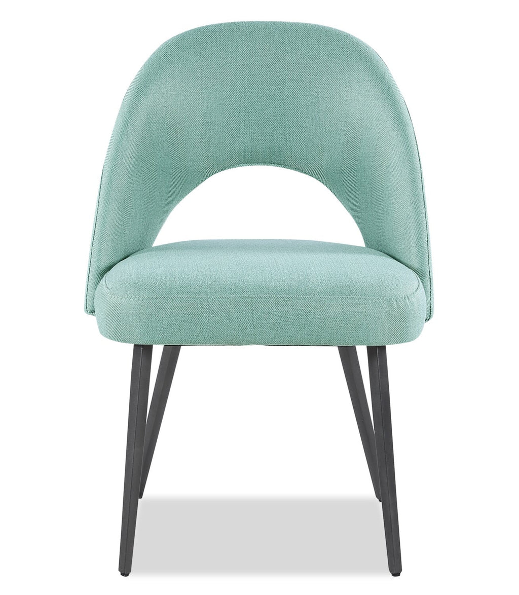 Elijah Dining Chair with Linen-Look Fabric, Metal - Aqua | Chaise de salle à manger Elijah en tissu d’apparence lin et en métal - turquoise