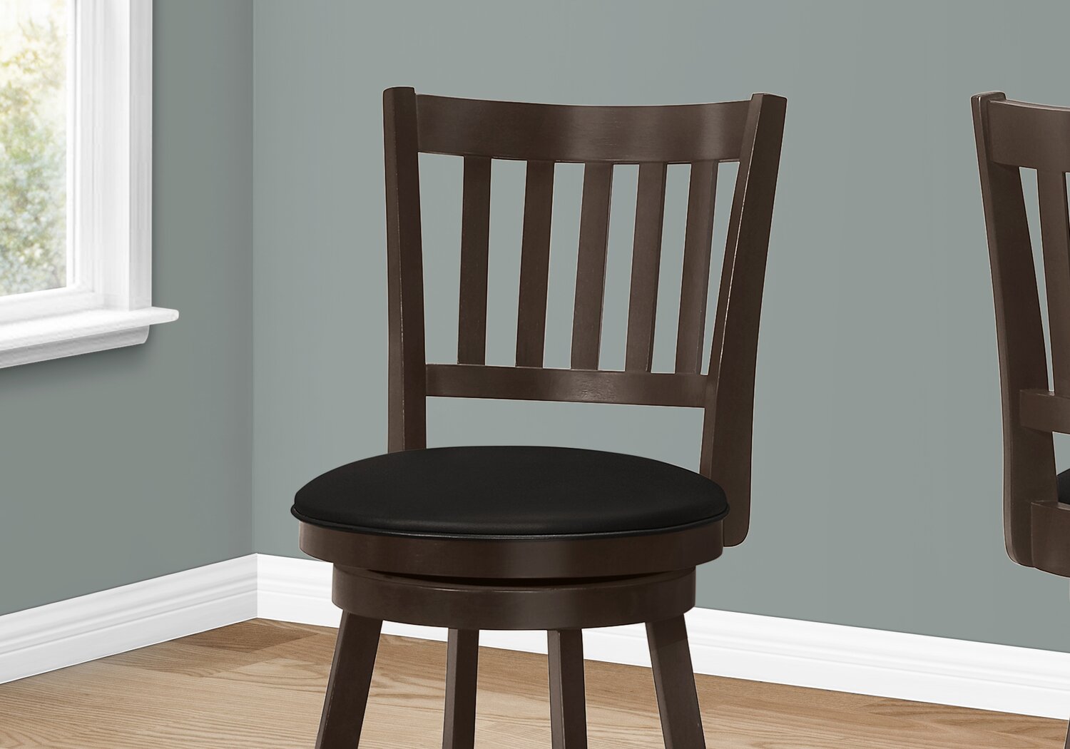 Rory Counter-Height Stool with Swivel Seat, Vegan Leather Fabric - Brown | Tabouret Rory de hauteur comptoir en tissu de cuir végétalien avec siège pivotant - brun