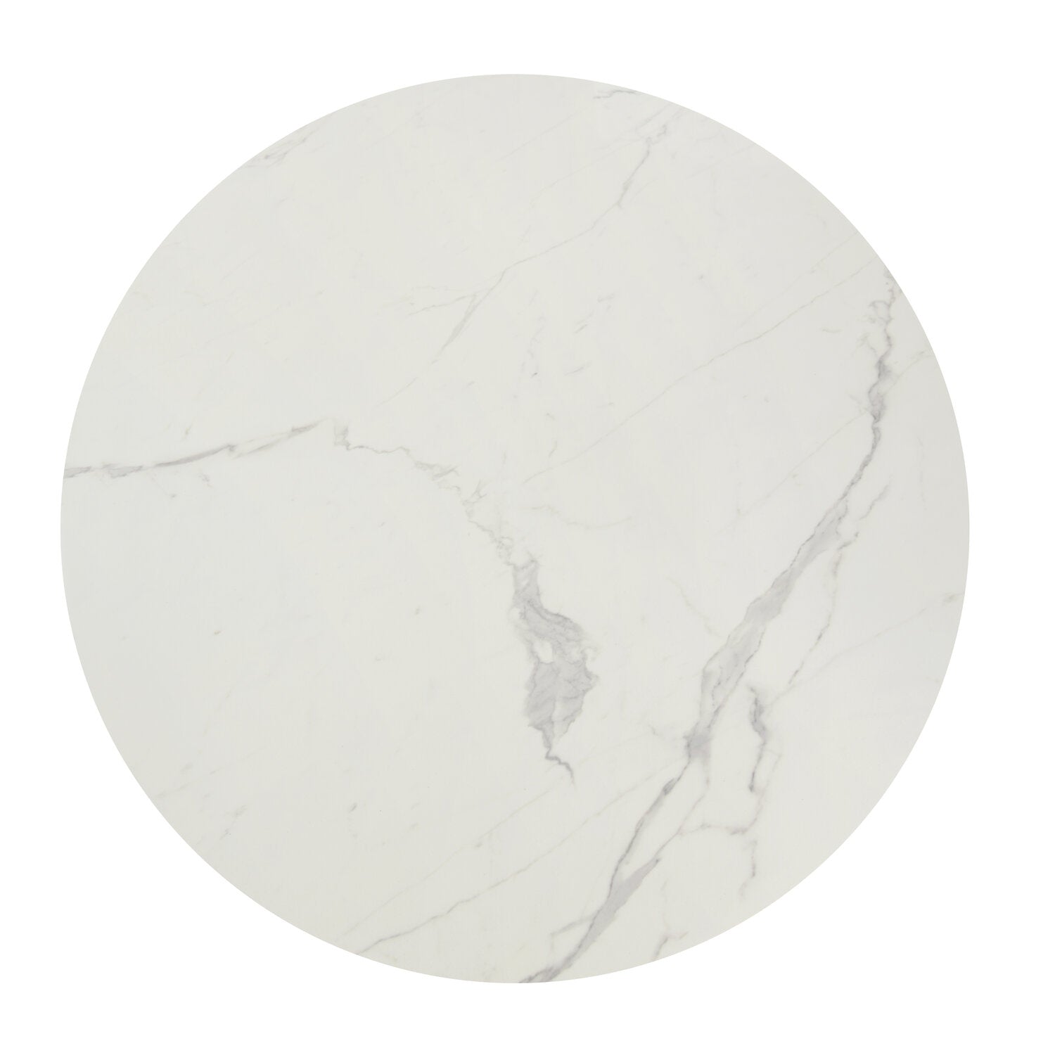 Verona Dining Table with Culture Marbled Top, Metal, Geometric Base, 42"W Round - White | Table de salle à manger ronde Verona de 42 po (L) en métal avec dessus en marbre synthétique et base géométrique - blanche