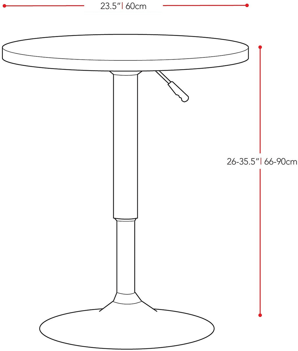 Adjustable Bar-Height Lift Table, Metal, 23.5"W Round - White | Table ronde de 23,5 po (L) réglable à hauteur bar, en métal - blanche