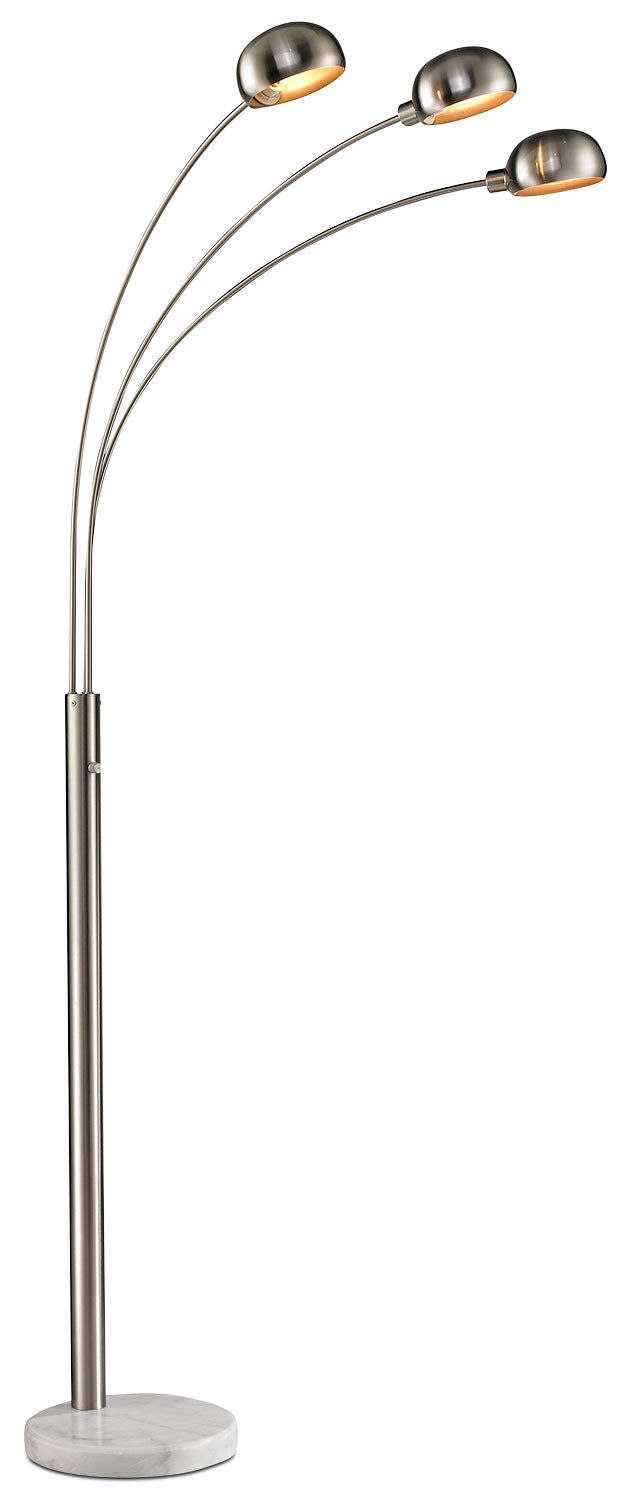 72" Brushed Steel 3-Light Arc Floor Lamp|Lampe à pied arquée de 72 po acier brossé à 3 ampoules
