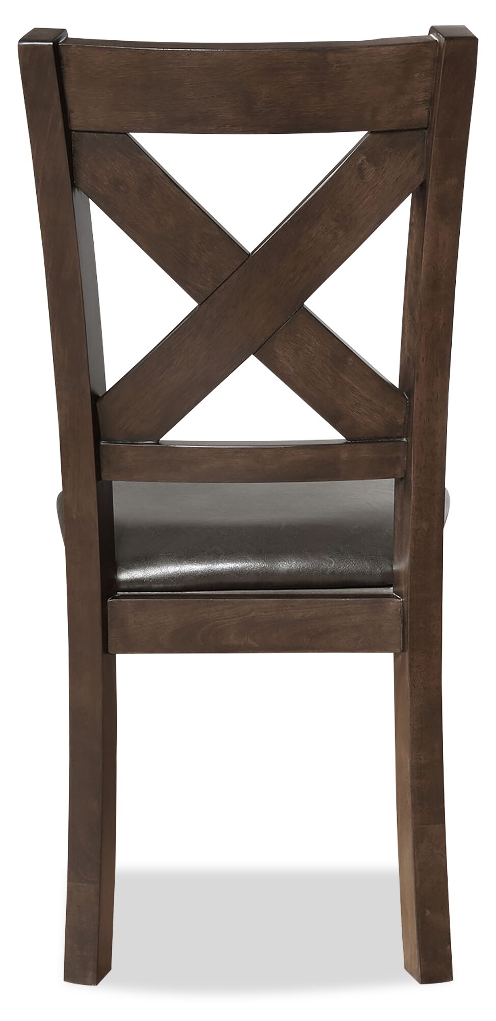 Talia Dining Chair with Vegan-Leather Fabric, Cross-Back - Brown | Chaise de salle à manger Talia en tissu de cuir végétalien avec dossier entrecroisé - brune