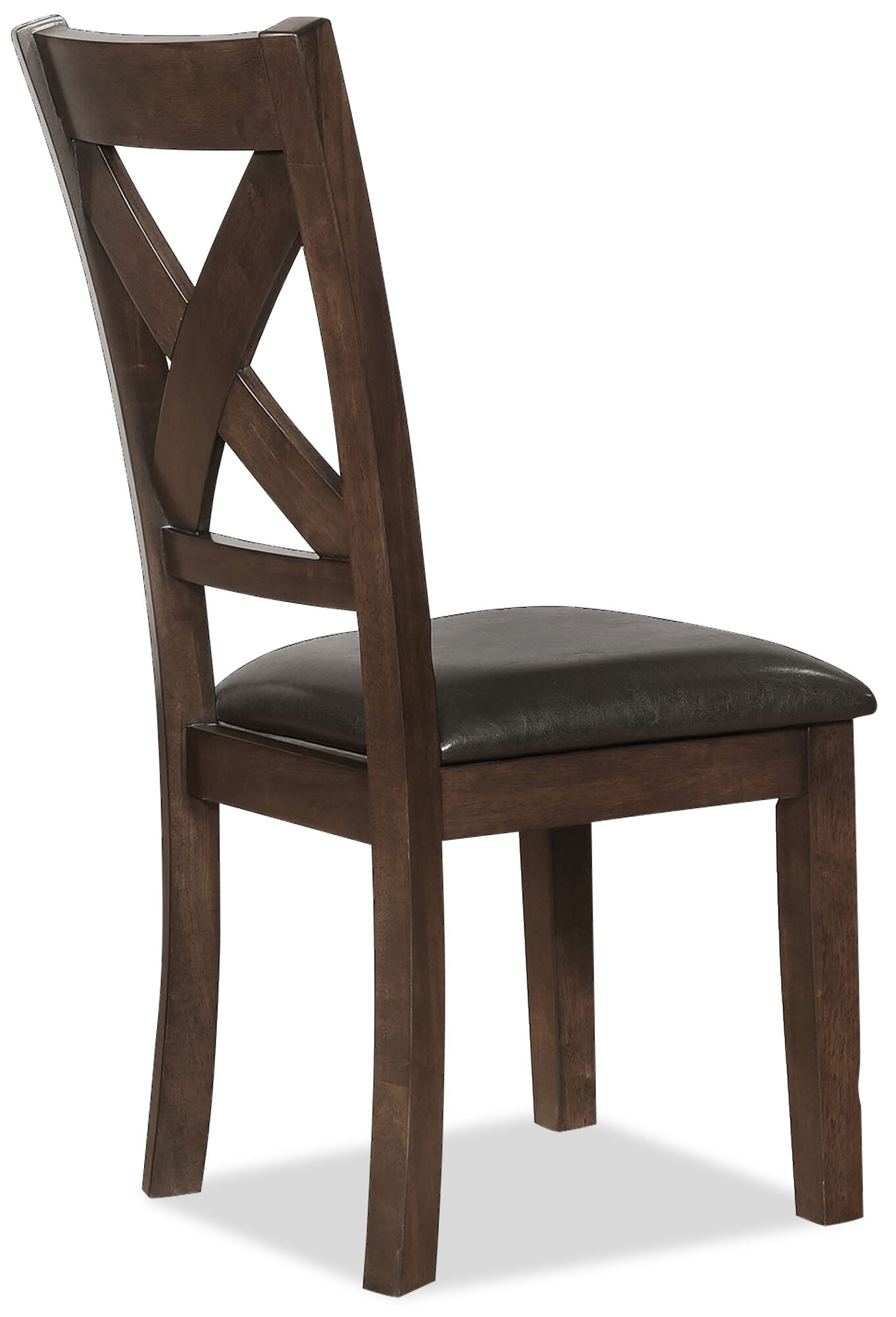 Talia Dining Chair with Vegan-Leather Fabric, Cross-Back - Brown | Chaise de salle à manger Talia en tissu de cuir végétalien avec dossier entrecroisé - brune