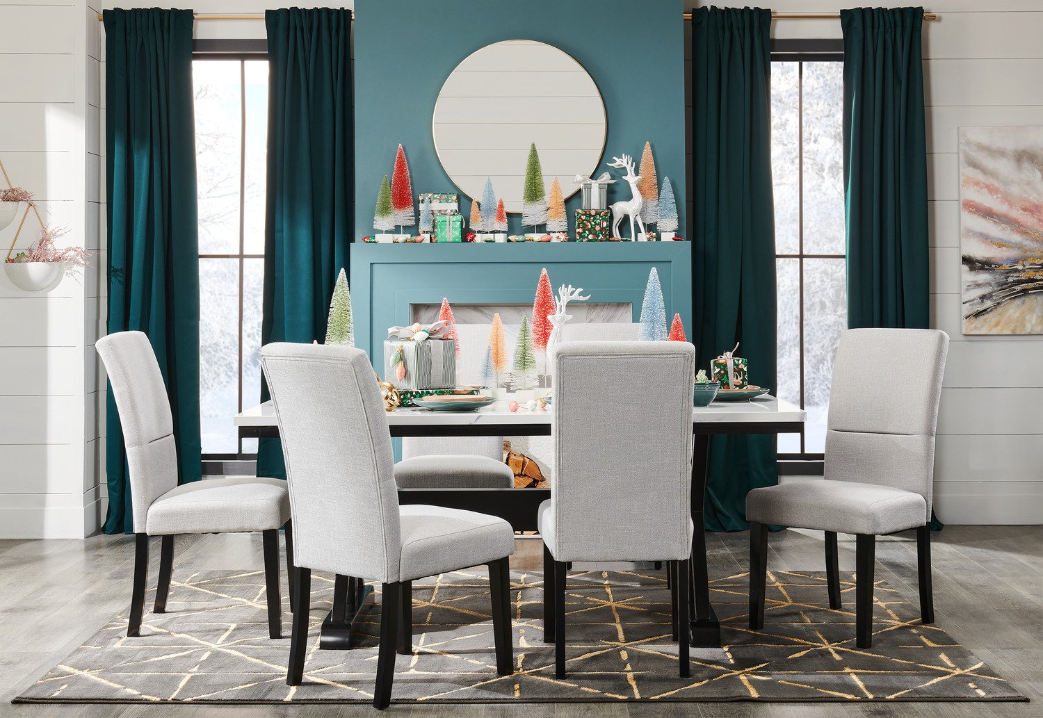 Verona Dining Chair with Linen-Look Fabric, Wood - Light Grey | Chaise de salle à manger Verona en tissu d’apparence lin et en bois - gris clair