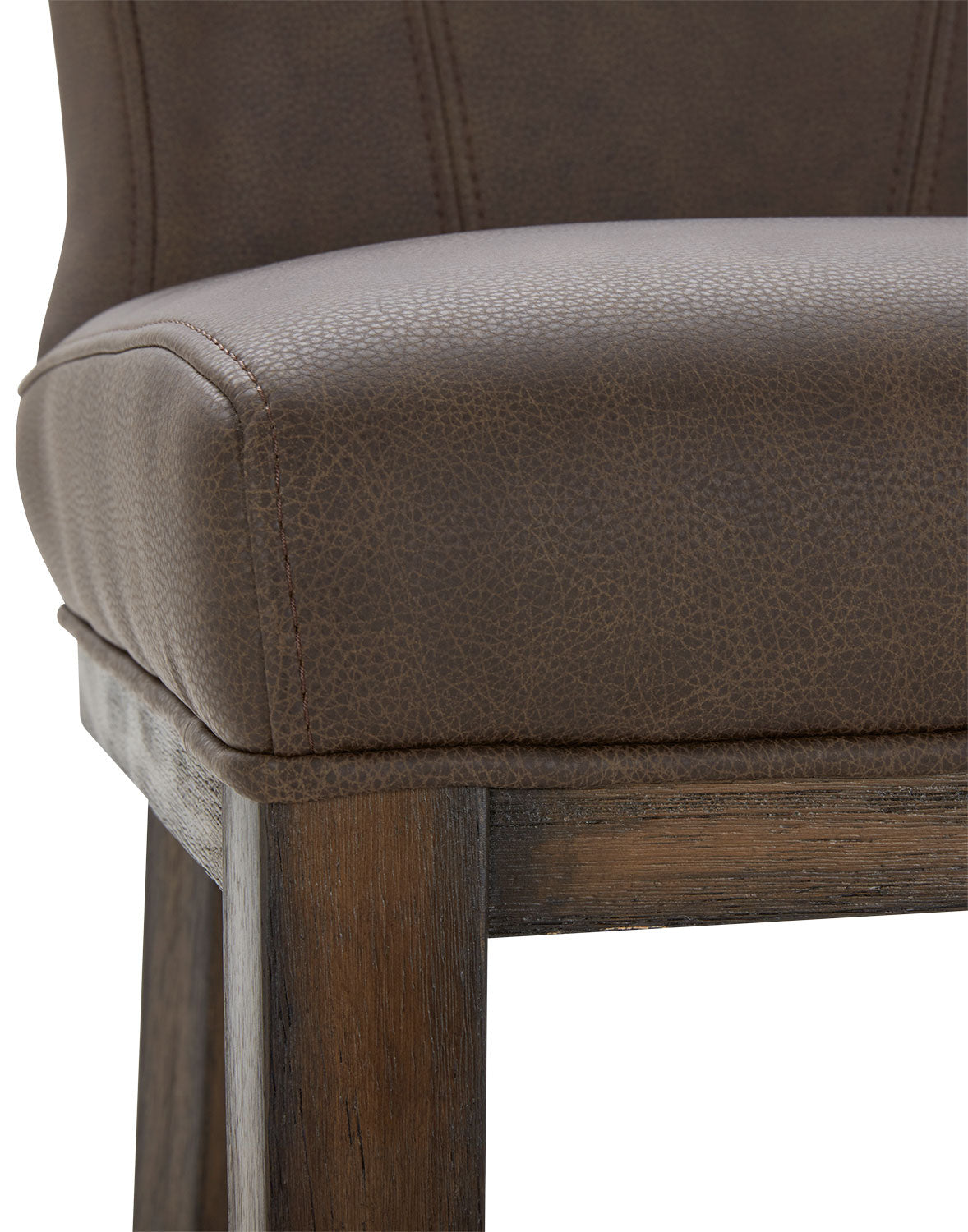 Quinn Barstool with Vegan Leather Fabric - Brown | Tabouret bar Quinn en tissu de cuir végétalien - brun