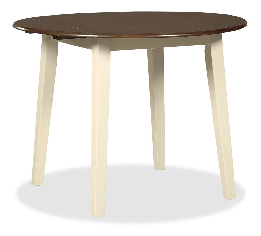 Woodanville Drop-Leaf Dining Table, 40.5"W Round - Two Tone White & Brown | Table de salle à manger ronde Woodanville de 40,5 po à abattant - deux teintes, blanc et brun