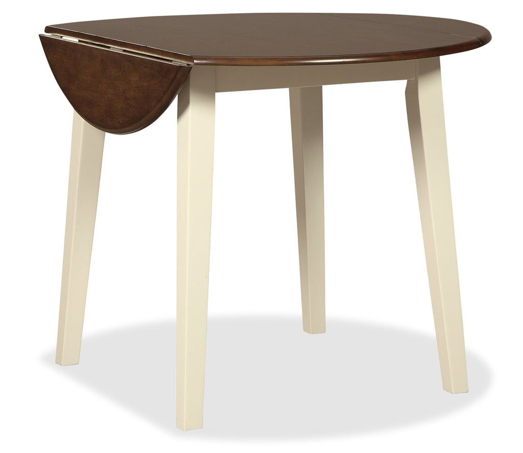 Woodanville Drop-Leaf Dining Table, 40.5"W Round - Two Tone White & Brown | Table de salle à manger ronde Woodanville de 40,5 po à abattant - deux teintes, blanc et brun