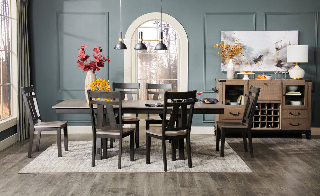 Zao Dining Table with 66-94"W Extension, Melamine, Trestle Base - Brown | Table de salle à manger Zao de 66 po à 94 po (L) en mélamine avec rallonge avec base à tréteaux - brune