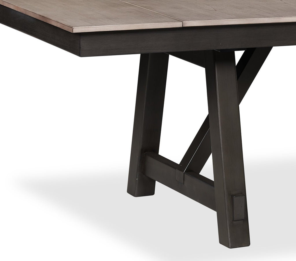 Zao Dining Table with 66-94"W Extension, Melamine, Trestle Base - Brown | Table de salle à manger Zao de 66 po à 94 po (L) en mélamine avec rallonge avec base à tréteaux - brune